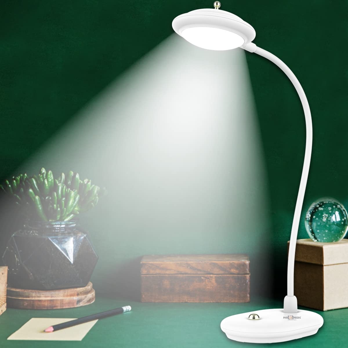 Pick Ur Needs Study/Table/Desk Lamp Rechargeable for Student | LED Desk Lamp Eye Caring Table Lamp (White) Lamps