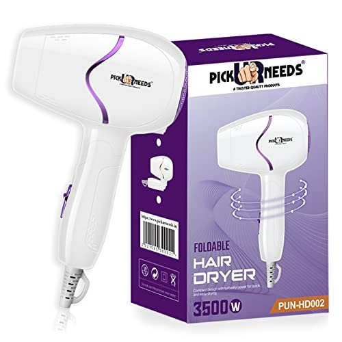 Pick Ur Needs Professional & Powerful Portable Hair Dryer 3500W with Foldable Handle (Purple) Hair Dryers