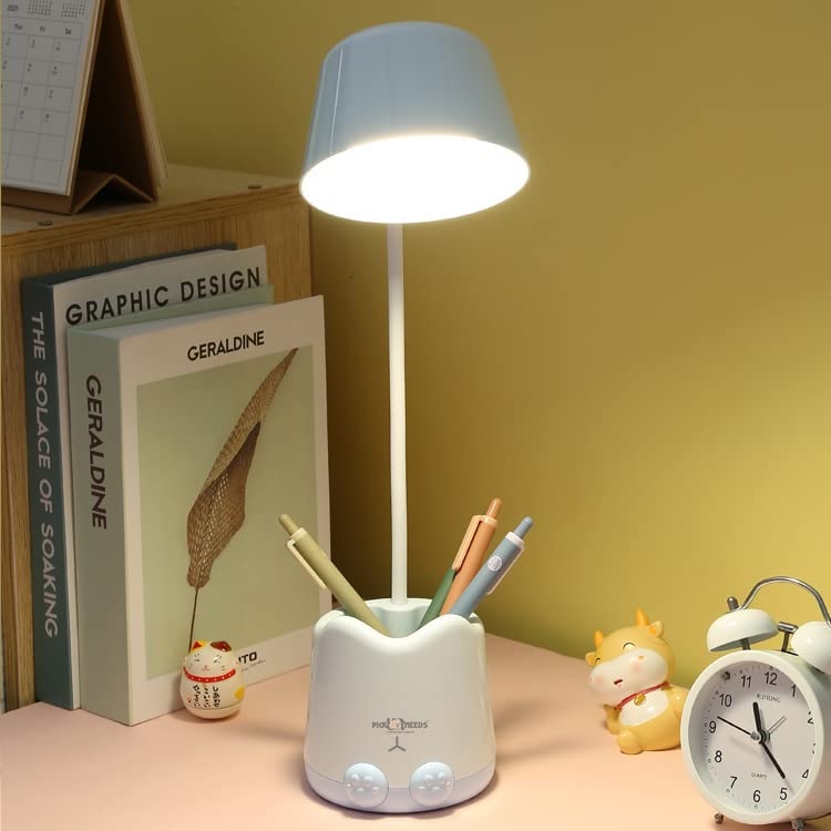 Pick Ur Needs Study Table Lamp Rechargeable LED Desk Lamp with Pen Holder,USB charging,Eye Protection (Colour As Per Availability) Lamps