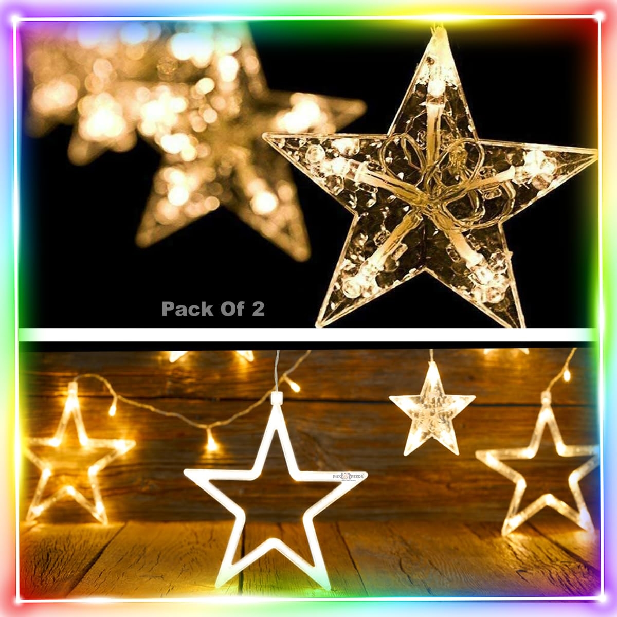 Pick Ur Needs Mini Stage Lighting Sound Activated Laser Projector with Mini Tripod Stand for Party and Diwali Decoration (Multicolor) (Star LED LIght Pack 2) LED Light strips