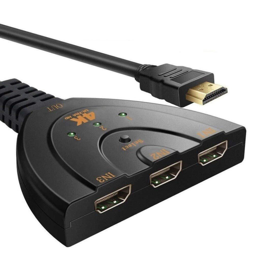 3 Port HDMI 4 K 1.4V Version Switch with Pigtail Cable for Fire Stick, Xbox One, PS3, 4, TV