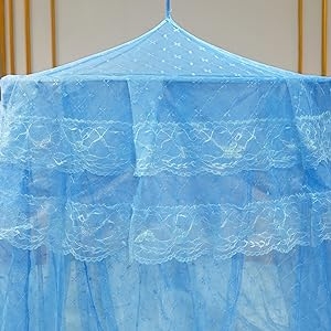 Classic Mosquito Net, Hanging Double Bed, Polyester Foldable - Blue