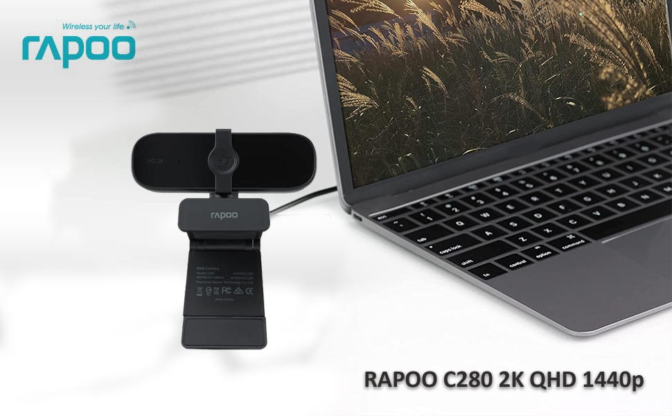 RAPOO C280 2K QHD 1440p USB Webcam with Built-in Omnidirectional Dual Noise Reduction SPN-DCON