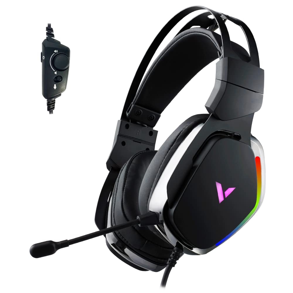 RAPOO VH710 Gaming Headset Virtual 7.1 Channel Customized Drive ENC Noise Reduction Microphone 50mm Unit RGB Light Wired Control - Black