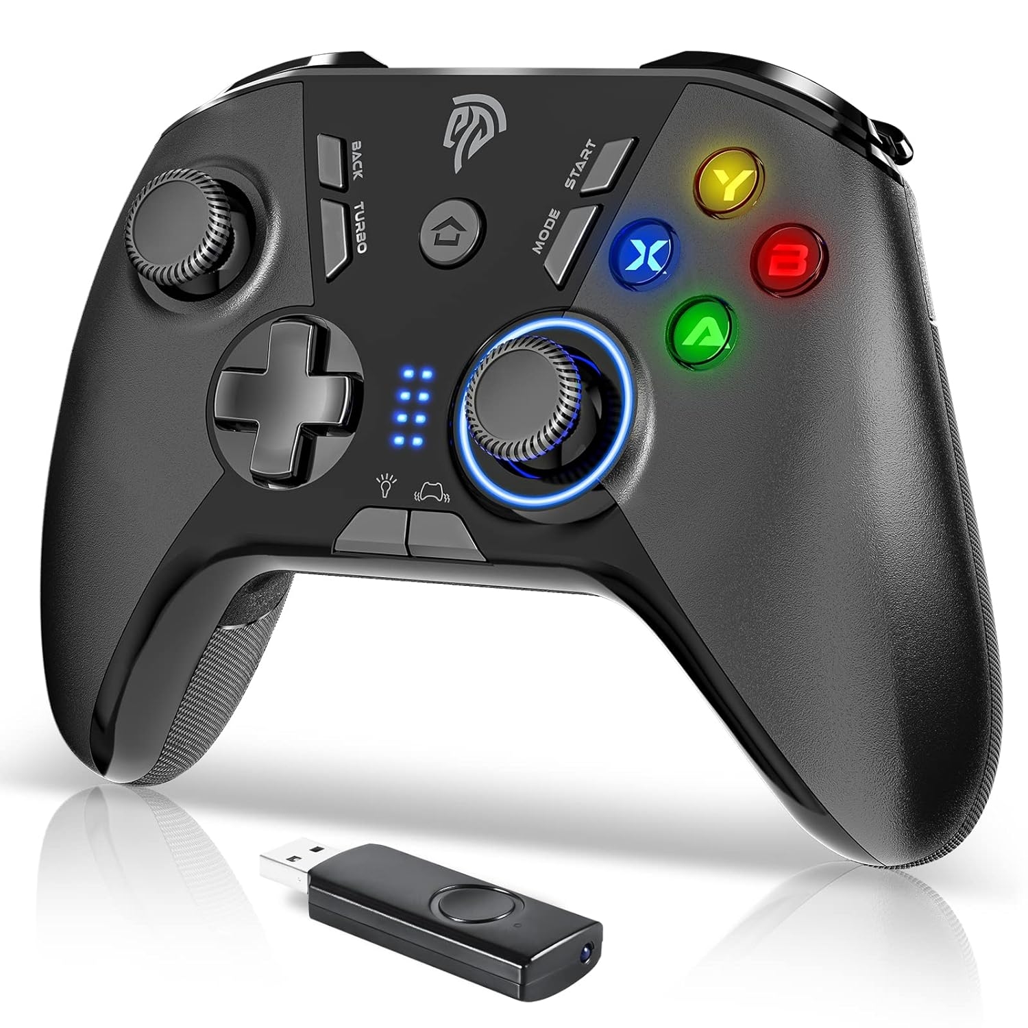 EasySMX Wireless Gaming Controller | Dual Vibrate Gamepad Joystick with 4 Customized Keys, Battery Up to 14 Hours