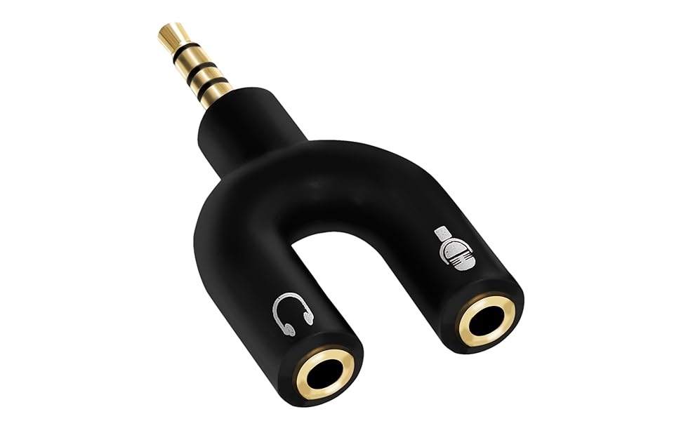 3.5mm Audio Jack to Headphone Mic Splitter Converter Adaptor 1 Input for Audio