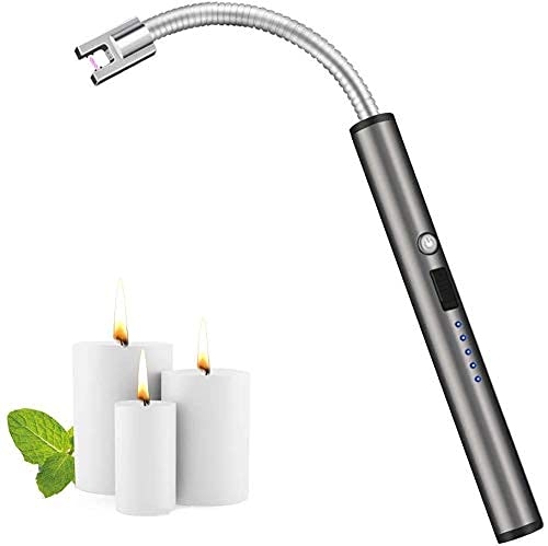 Ritmo Candle Lighter, USB Rechargeable Grill Lighter Electric Arc Lighter with LED Power Display, Rotatable Long Flexible Neck Lighter, Suitable for Lighting Candles, Camping, Gas, B Cigarette Lighter