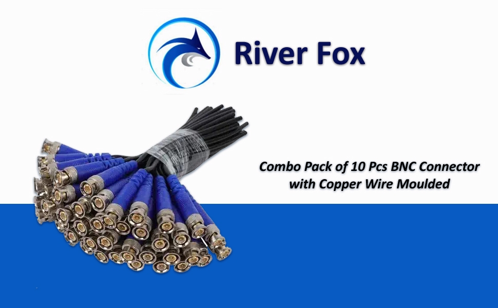 River Fox Combo Pack of 10 Pcs BNC Connector with Copper Wire Moulded SPN-DCON