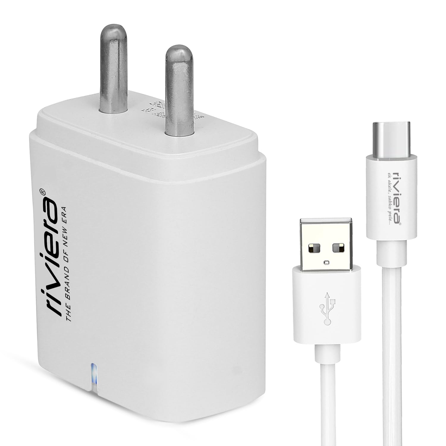 Riviera Booster Dual Port 10W USB Charger Adapter with Type C Cable, Multi-Layer, 2A Fast Charging Power Adaptor