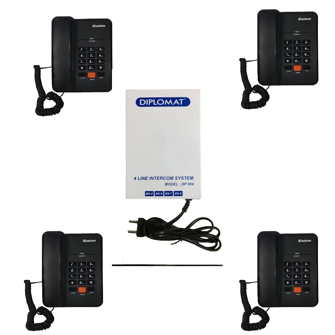 4 Line Intercom System | 4 Landline Phones (Wiring Required from All extentions to System) No External line can be Connected with it