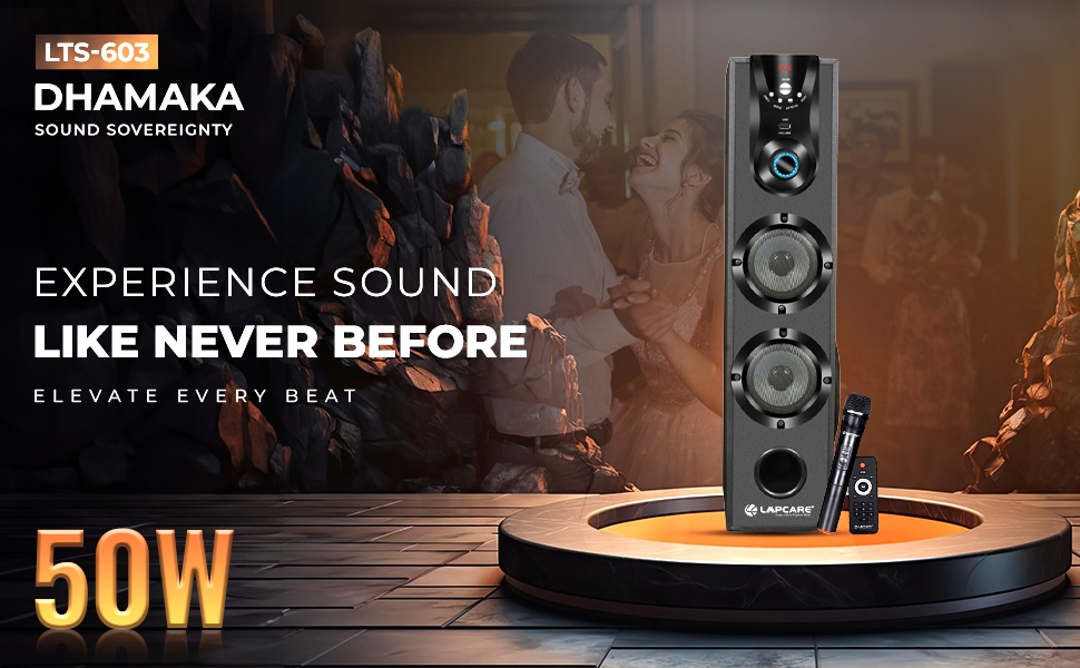 Dhamaka 50 W Tower Speaker with wireless Mic Extra deep bass