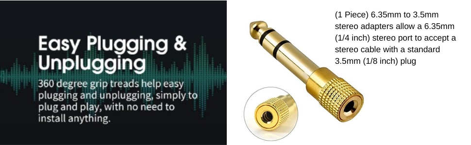 SPN-BFC Metal 3.5mm Female to 6.35mm Male Plug Stereo Audio Jack Adapter 
