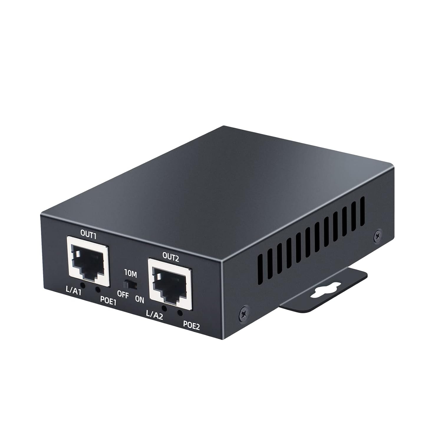 2 Port POE Extender 10/100Mbps, 1 In 2 Out POE Repeater | IEEE 802.3at / 802.3af, Housing Network PoE Signal Extender