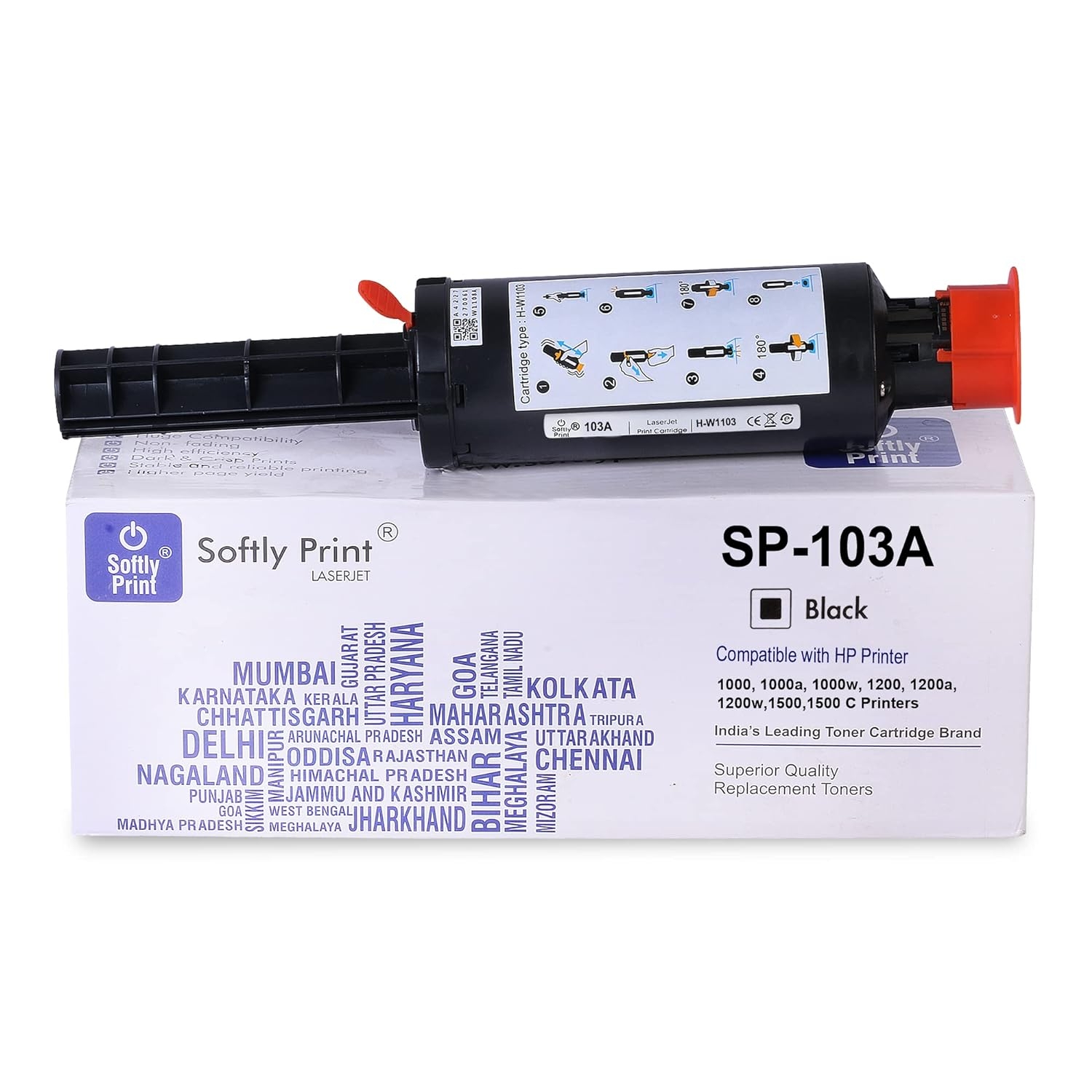 Softly Print 103A / W1103A Black Toner Cartridge for HP 1000, 1000a, 1000w, 1200, 1200a, 1200w Printers