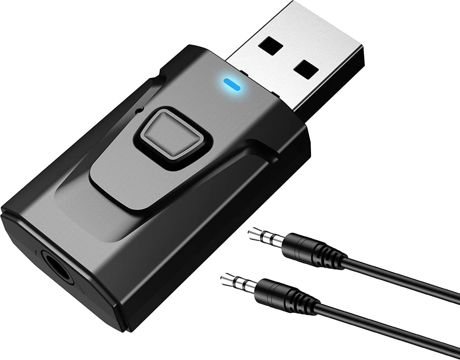 Bluetooth Car Adapter | Mini Bluetooth 5.0 Transmitter Receiver | Wireless 3.5mm Aux Hands-Free Car Kit | Built-in Mic