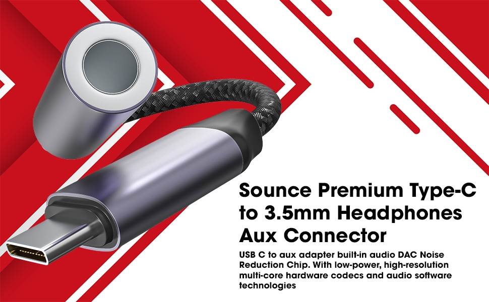 Sounce Premium Type-C to 3.5mm Headphones AUX Connector