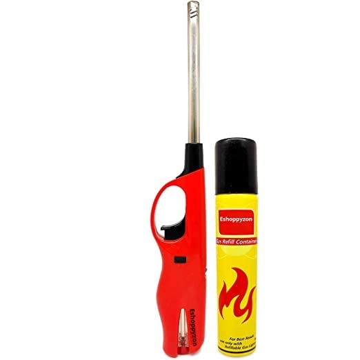 SRDH - Plastic Adjustable Flame Lighter for Kitchen Stove,Candles, Refillable with Refill Bottle 100 ml Lighter Cigarette Lighter