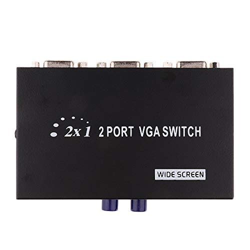 Terabyte 2 Port VGA Switch -For 2 PC To Share 1 Monitor And 2 Monitor To Share 1 PC VGA Switch Press Button Two Way VGA Vedio Switch for PC TV Monitor - Black