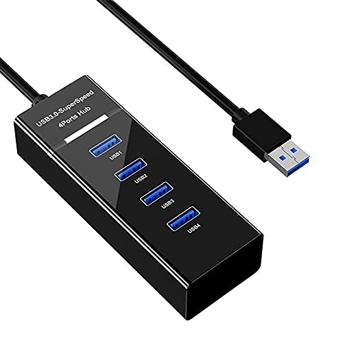 TERABYTE 4 Port USB HUB SuperSpeed 3.0 High-Speed Multiport Slim USB Hub 1 feet Cable Length Adapter and Led Indicator Compatible for Pendrive, Mouse, Keyboards, Mobile, Tablet (Black) 01