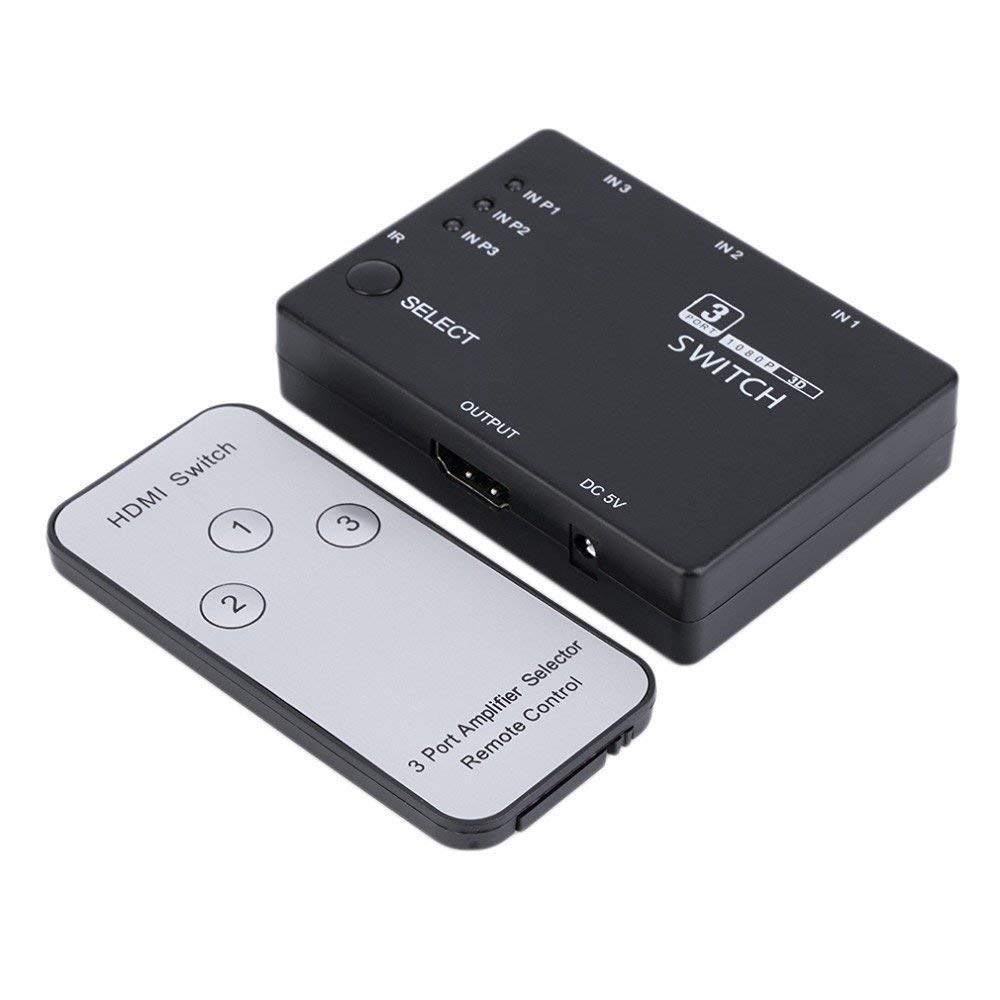 Terabyte Full HD 3D HDMI Switch with Remote 3 Port Hub HDTV Video Control Support (Black) 3