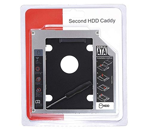 Terabyte 9.5 mm Universal Caddy for HDD/SDD for CD DVD-ROM Drive Slot 2nd Hard Drive Caddy for PC/Laptop, Silver (2nd HDD Caddy 9.5mm Silver TB02)