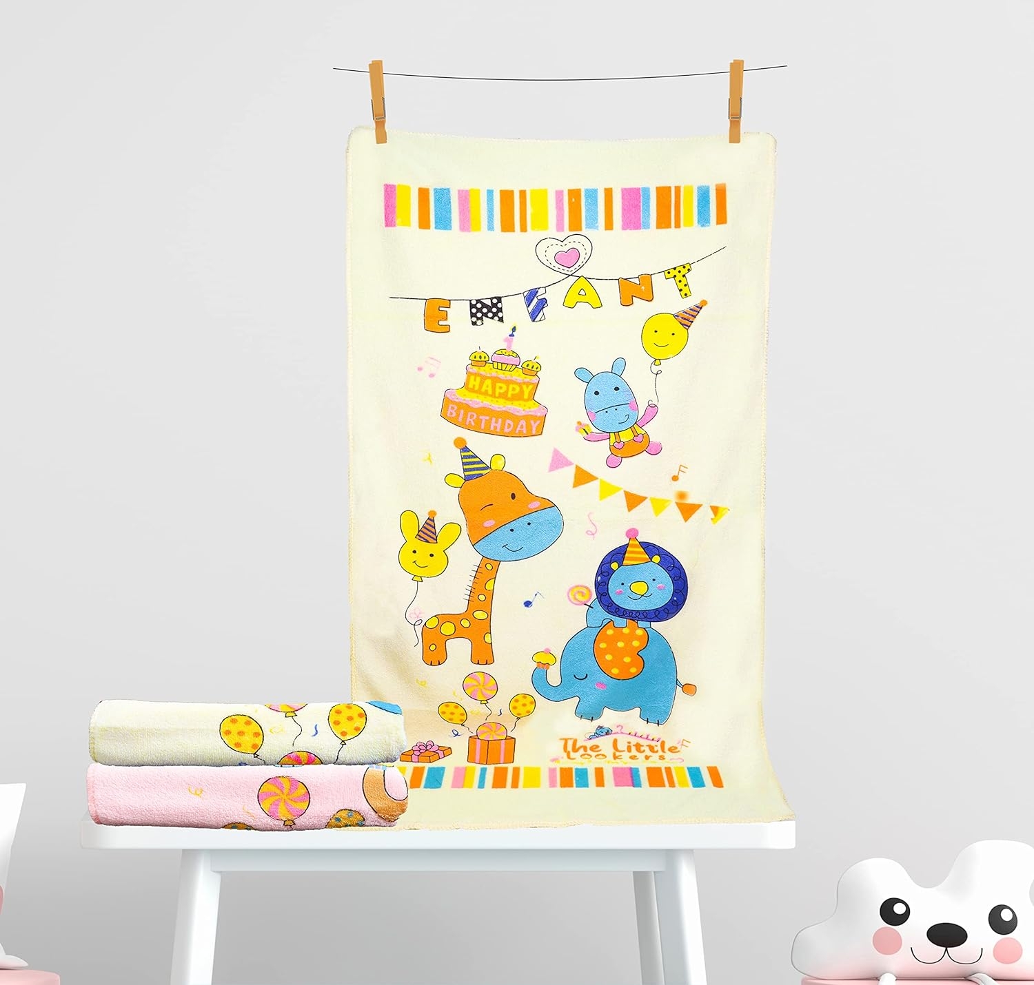 LITTLE LOOKERS Towel for Newborn/Baby/Kids | Super Soft Baby Bath Towel Set for Infants (60X105cm)