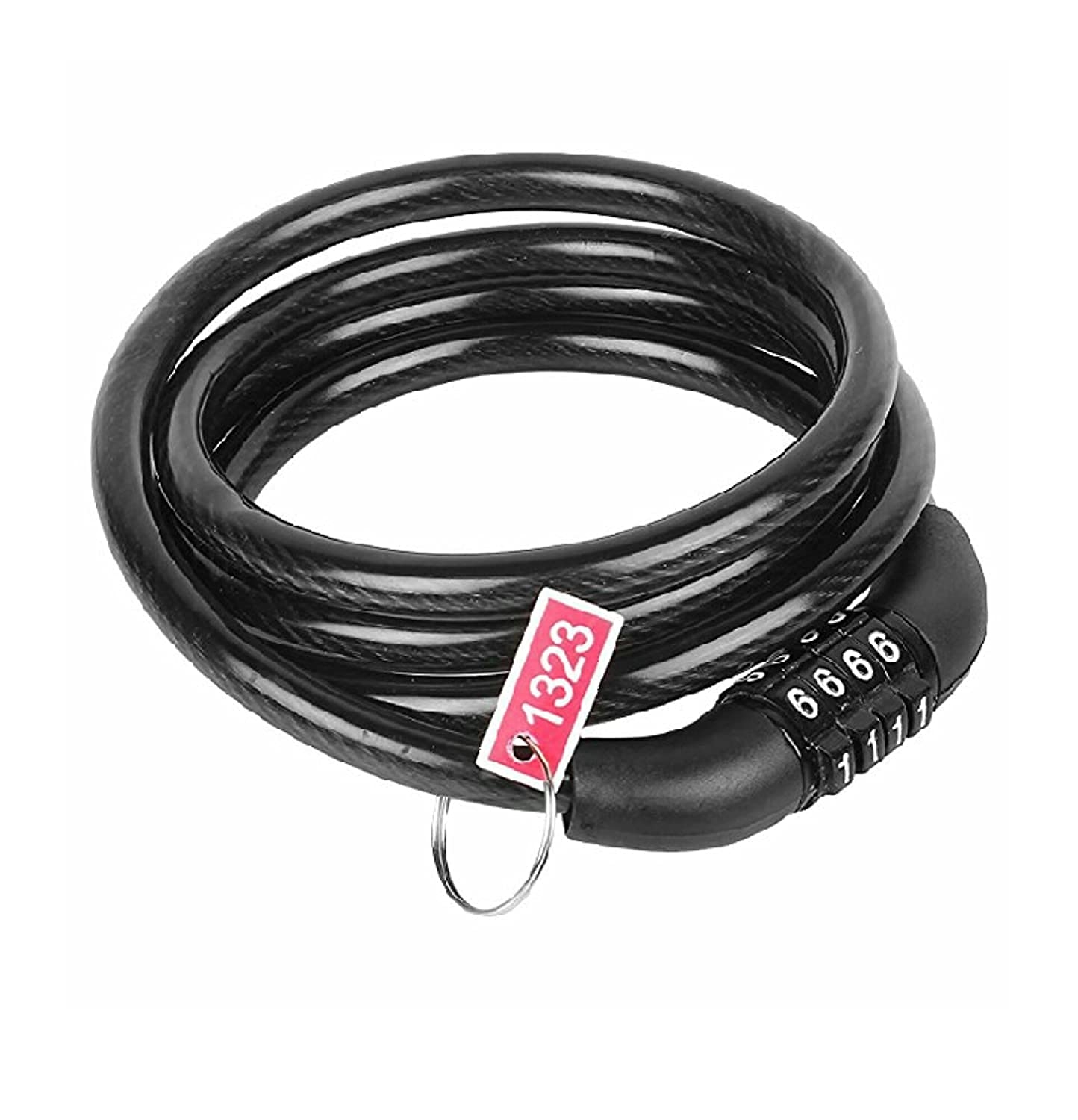 THE MORNING PLAY Combination Numeric Cable Chain Lock (Black, Painted Finish 80C-M-C) Helmet Locks