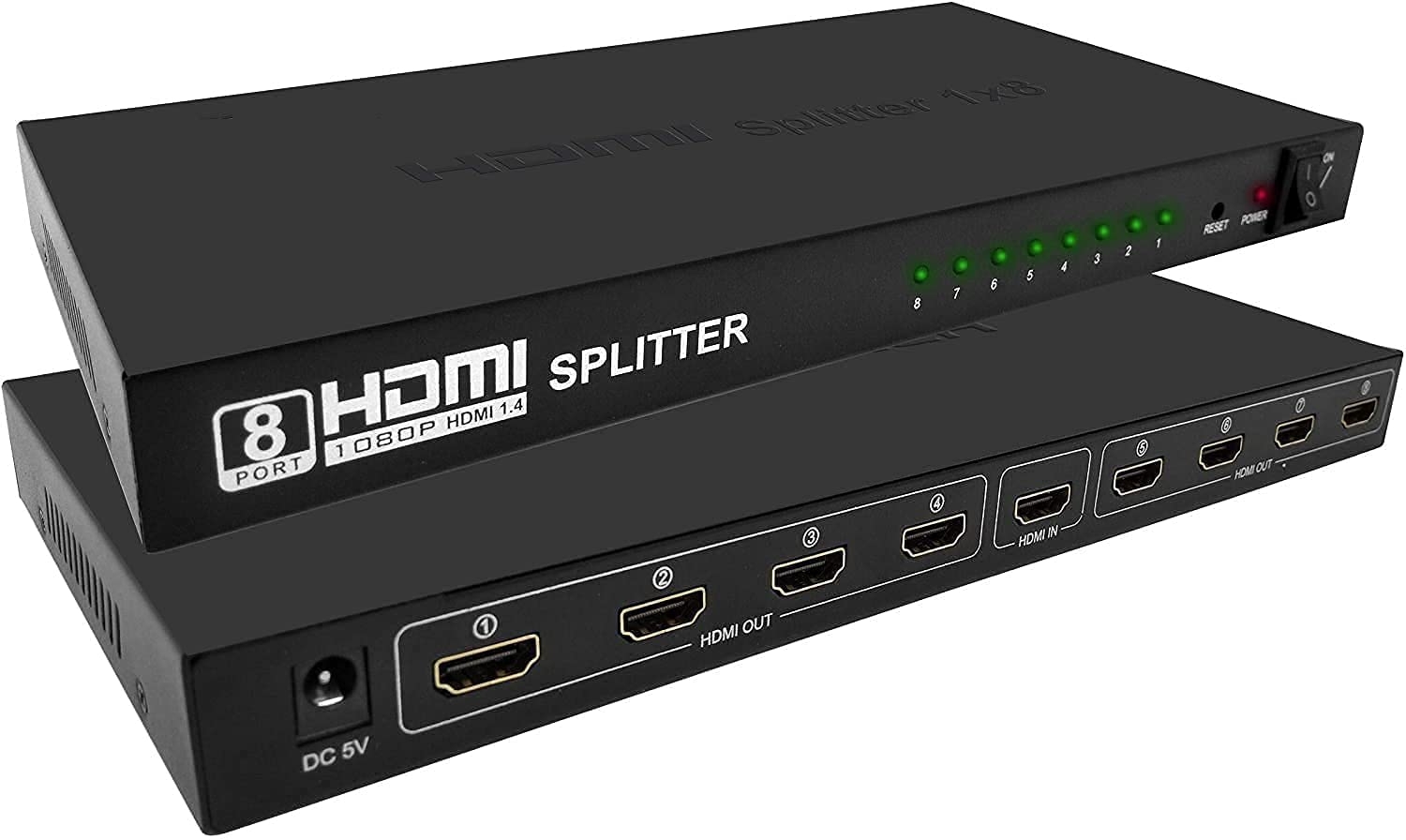 Tobo 1080P HDMI Splitter 1 In 8 Port Out | 1 to 8 Real 4kx2k Splitter HDMI Version 1.4 - TD-463H