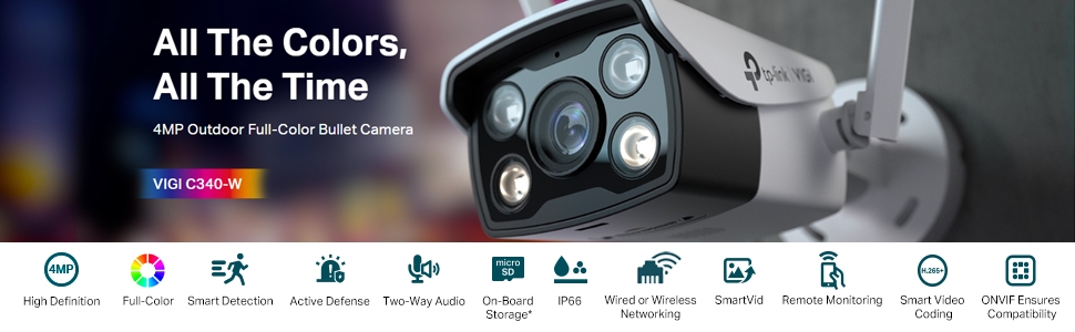 VIGI C340-W VIGI 4MP Outdoor Full-Color Wi-Fi Bullet Network Camera