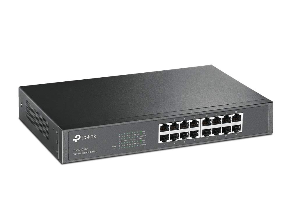TP-link 16 Ports TL-SG1016D Gigabit Desktop Rackmount Switch Net Hub | MAC Address self-Learning, Auto MDI/MDIX & Auto Negotiation