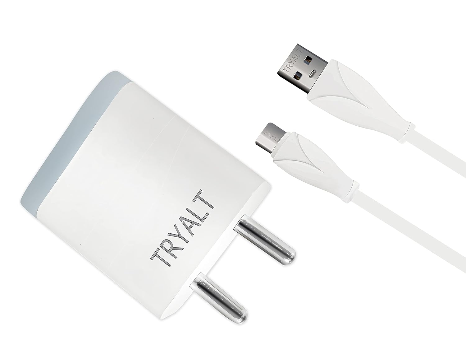 TRYALT Single Port Smart USB Charger Adapter 3A | Micro USB V8 Cables Fast  Charging