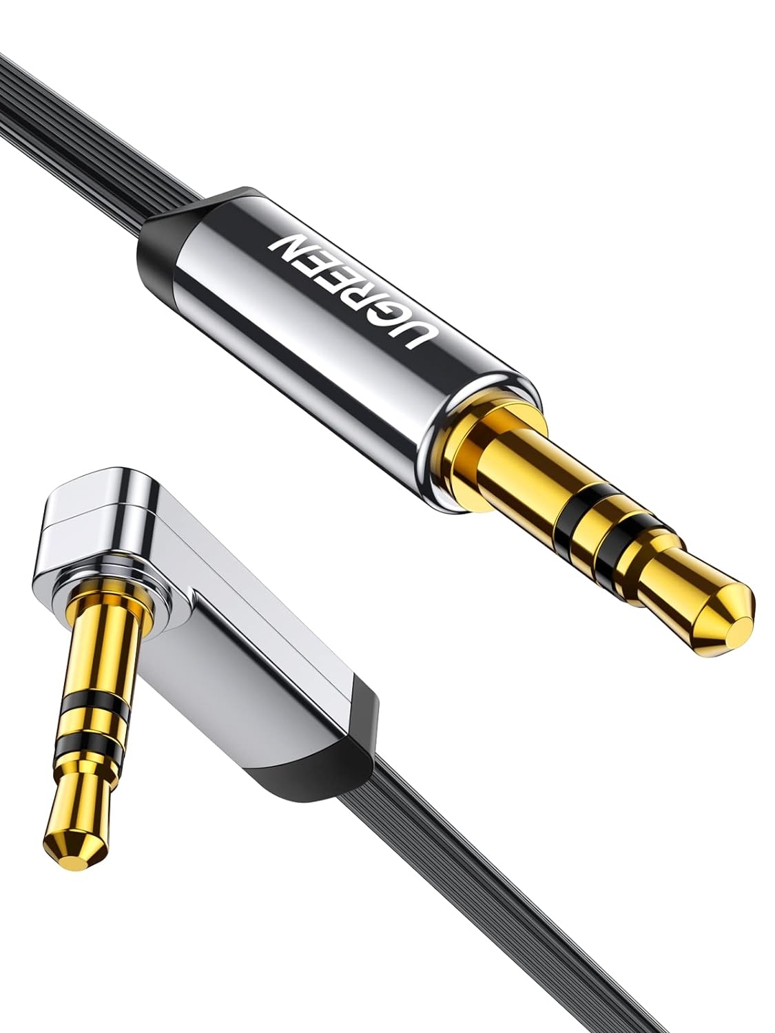 UGREEN 3.5mm aux Audio Jack Cable 90° for Apple iPhone, Samsung, smartphones | 24K gold plated