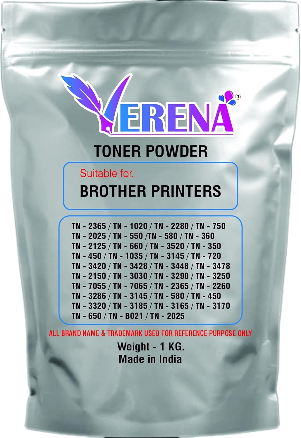 VERENA Ultra Dark Black Toner Powder for Brother TN-2365, TN-1020, TN- TN-350, TN-450,  TN-580 1 pcs (1 Kg)