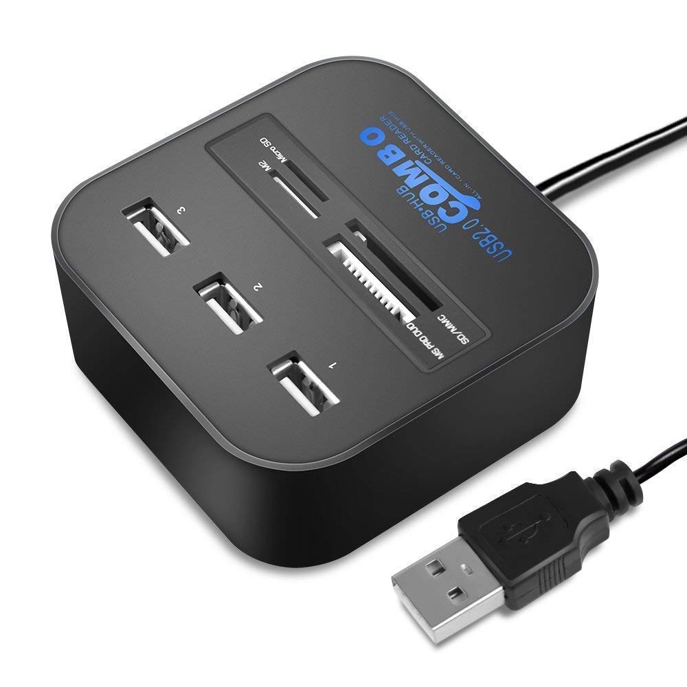 All-in-One Combo Card Reader + 3-Port 2.0 USB hub for pc Laptop Micro SD Support