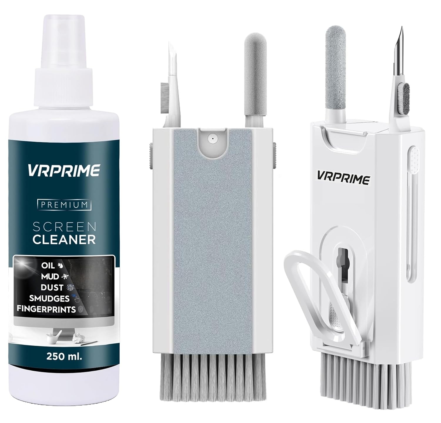 VRPRIME 8-in-1 Laptop Screen Cleaning Kit Tools With 250Ml Screen Cleaner Liquid Spray for Keyboard, Earbuds