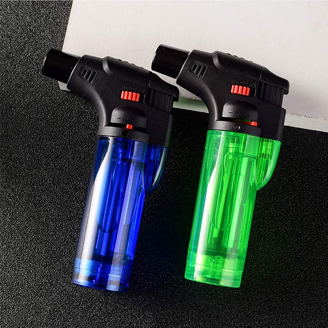 WBD Metal Butane Lighter Torch Refillable Adjustable Flame Lighter Chef Cooking Torch Bbq Ignition Picnic Tool Windproof Lighter (Random Color) Pack Of 2 Gas Lighters
