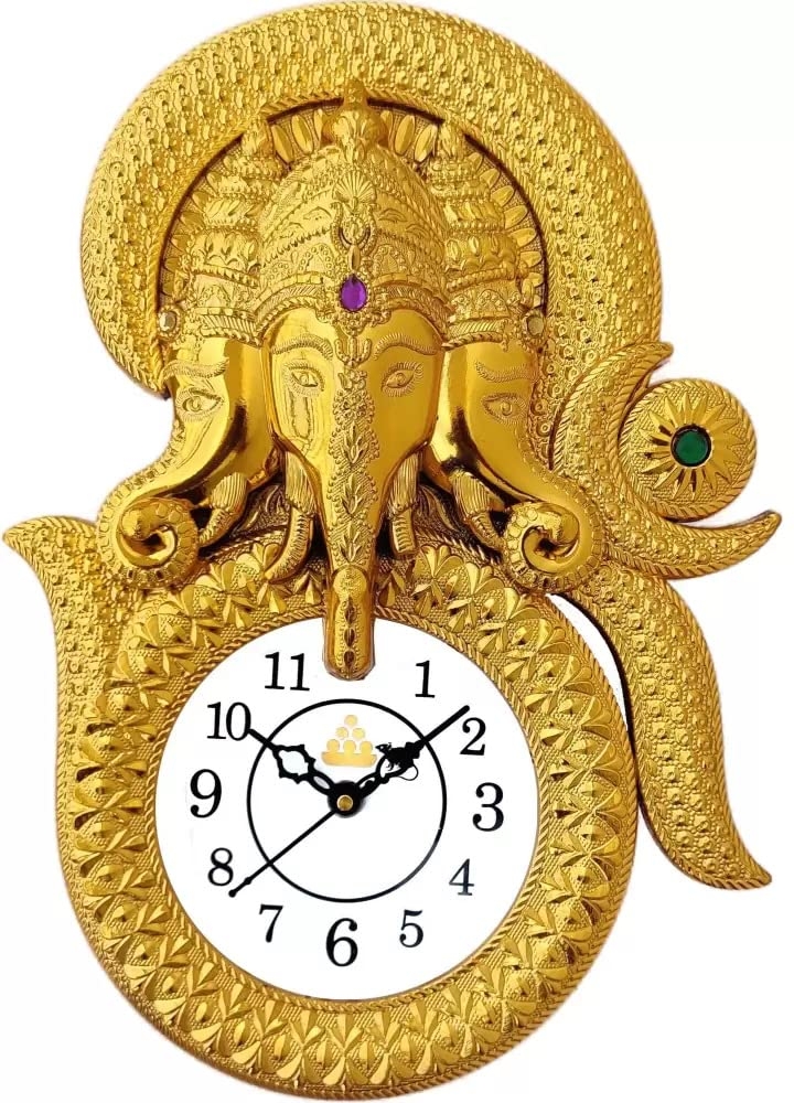 Ganesha Inside Om Plastic Wall Clock for Home/Living Room/Bedroom/Kitchen | Wall Clock for Office (Ganesha Inside Om)
