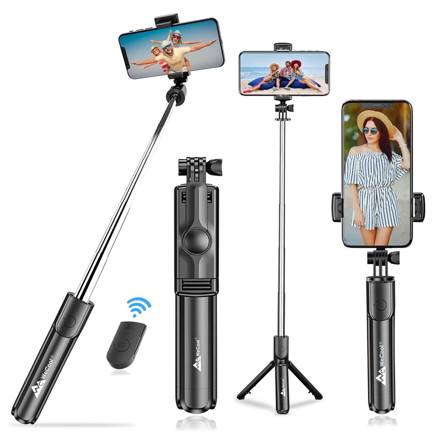 WeCool Selfie Stick with Tripod Stand, Bluetooth Extendable Tripod for Mobile Phone | 3-in-1Multifunctional Selfie Stick
