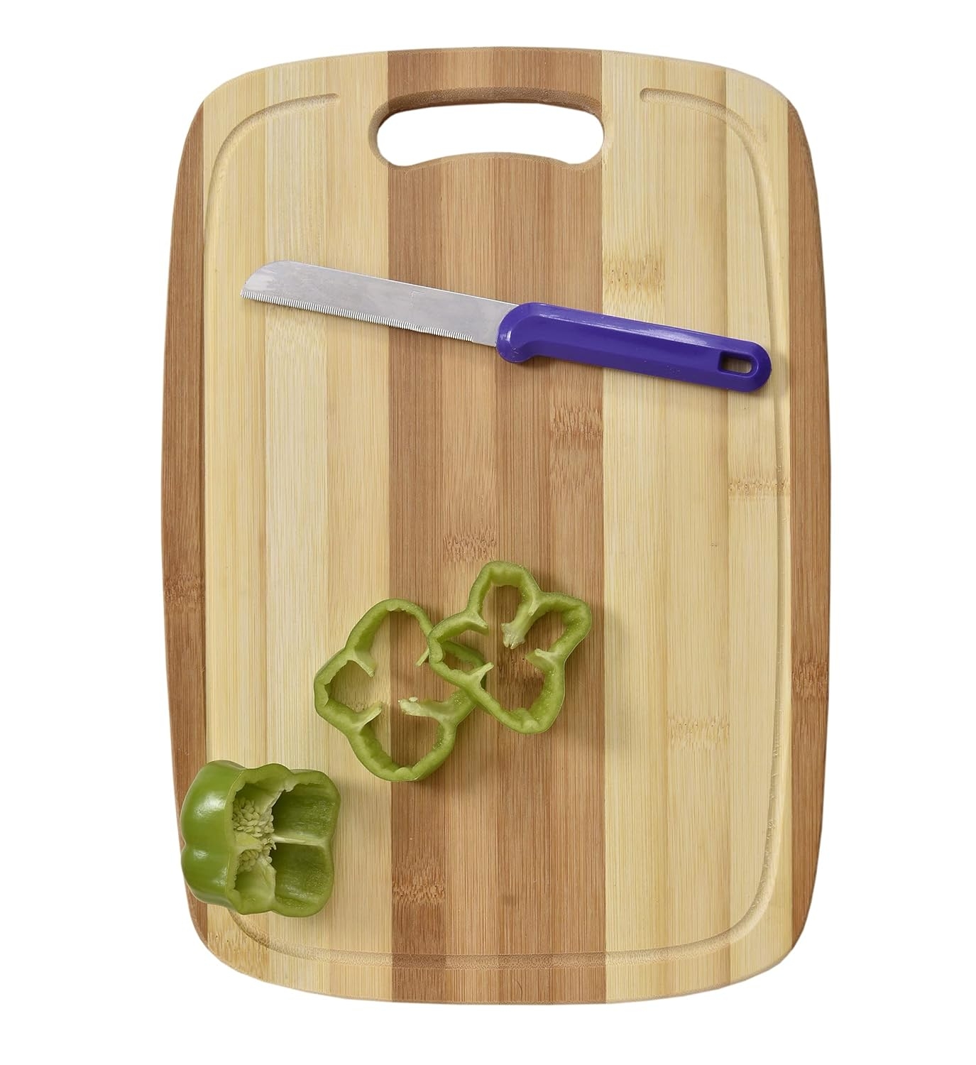 Natural Bamboo Wood Cutting Board/Chopping Board with Juice Groove for Kitchen (24x34 cm)