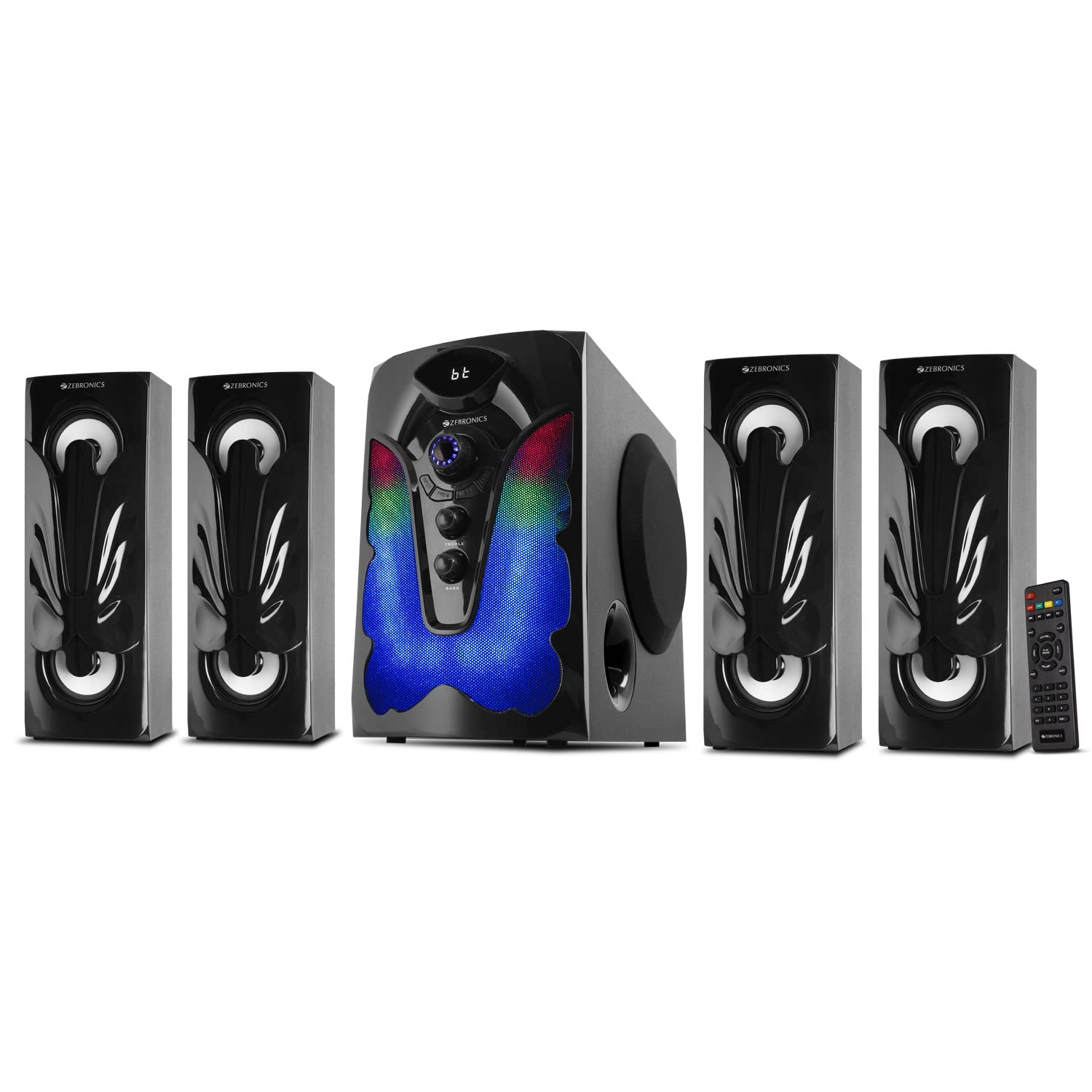 ZEBRONICS 105 Watts 4.1 Speaker | Bluetooth 5.0, LED Display, Remote, USB, SD, AUX 3.5mm, FM (Indie 100)